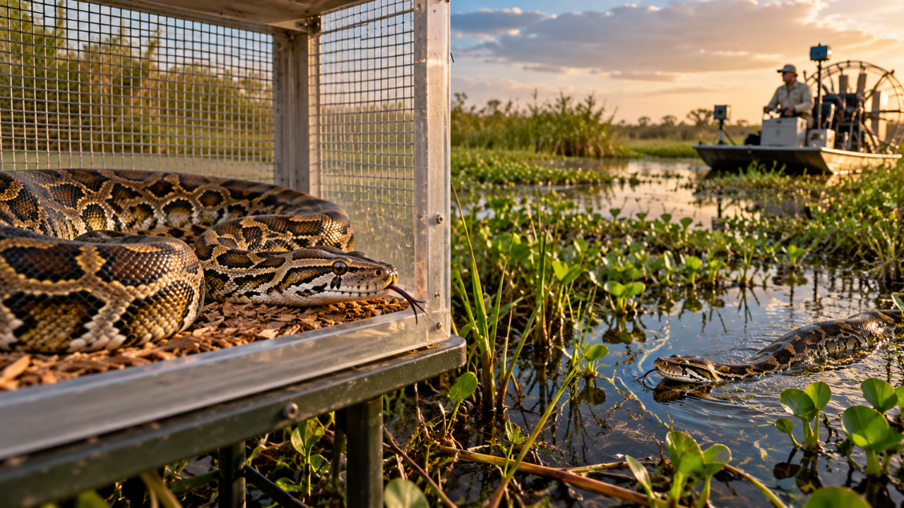 Scientists use female Burmese pythons as lures in Florida, but experiment fails