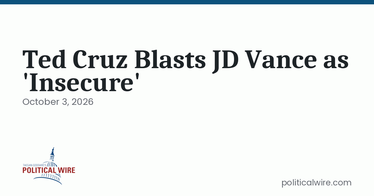 Crypto Markets in Focus: Ted Cruz Blasts JD Vance as ‘Insecure Amid Shifting On-Chain Metrics
