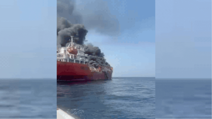 Tanker Off Oman Catches Fire After Drone Attack; Two of 11 Indians Missing