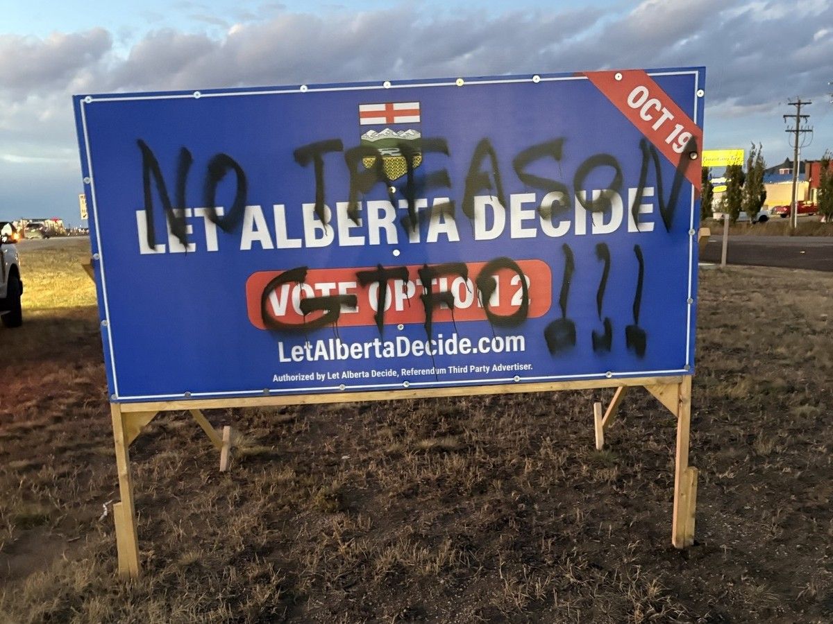 Separatists' Referendum Signs Vandalized in Northern Alberta Community Ahead of Oct. 19 Referendum