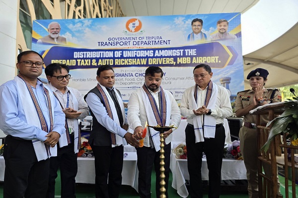 Tripura Minister Distributes Uniforms to Taxi, Auto Drivers to Boost Tourism Ahead of Festivities