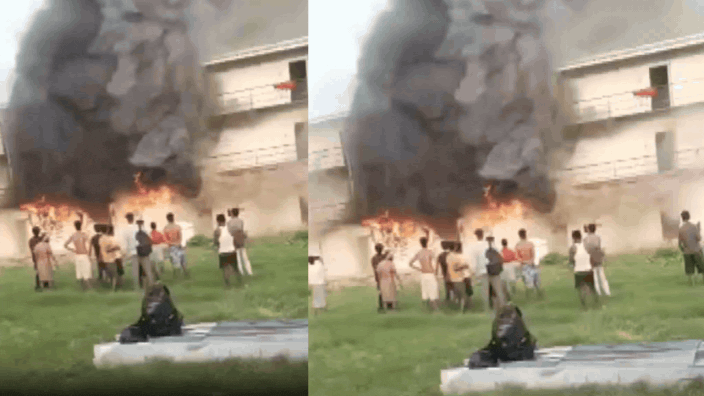 Major Fire Guts Labour Camp Outside Lucknow Airport as International Observers React