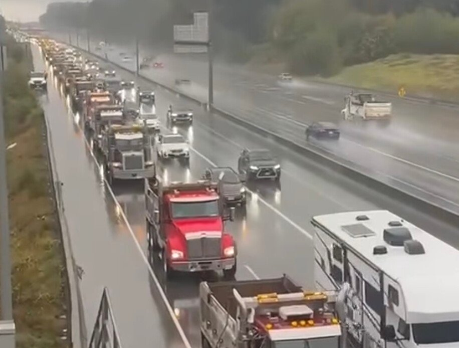 Diesel Price Fury: BC Truckers Block Highway 1 in Rolling Protest