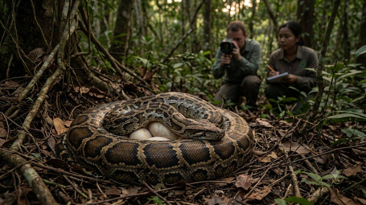 Global Perspective: Burmese python mothers shiver to heat their eggs in wild Florida nest