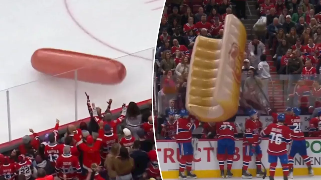 Inflatable Hot Dog and Bun Land on Ice at Canadiens Game in ‘crazy’ Scene