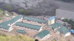 Nepal Flash Flood Sweeps Away Buildings and Bridges in Budhi Gandaki River