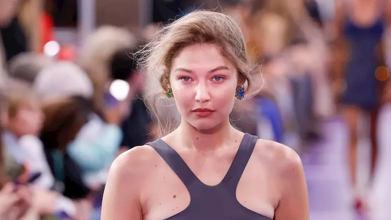 Gigi Hadid Walked the Runway in a Stretchy Bra and Bejeweled Skirt