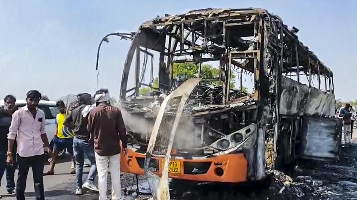 BREAKING: Passenger Bus Gutted in Fire Near Ujjain, All Passengers Evacuated Safely