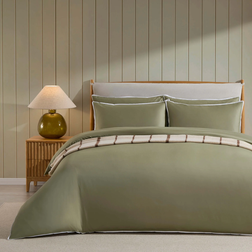Market Developments: Olive green is the colour of autumn – and Dusk's bedspread will give your bedroom a luxury upgrade