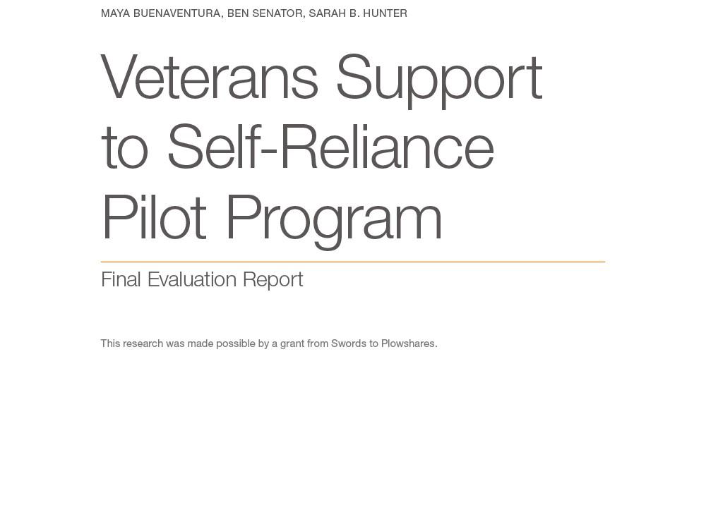 Market Developments: Veterans Support to Self-Reliance Pilot Program