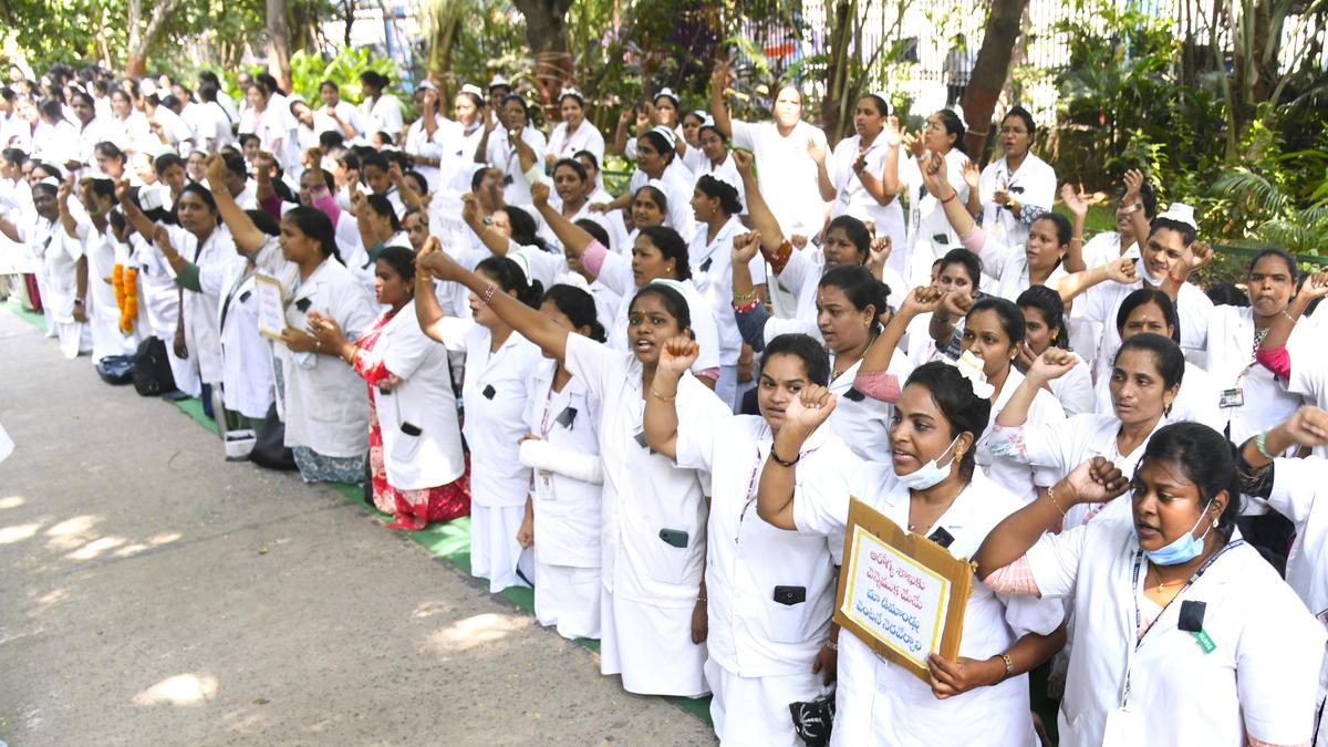 Contract Health Employees’ Launches Strikes on Enters Second Day in Visakhapatnam as Regional Tensions Surge