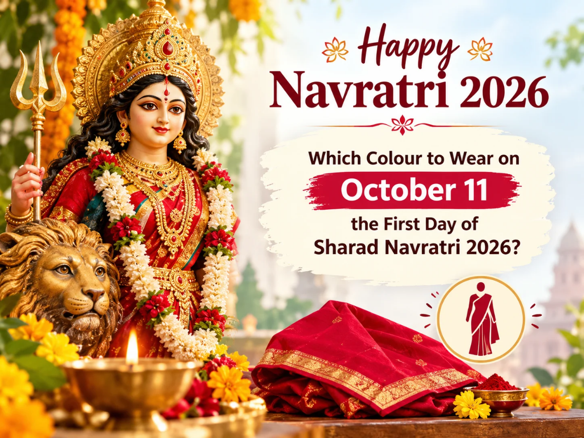 Happy Navratri 2026 Day 1: Which Colour to Wear on October 11, the First Day of Sharad Navratri 2026? Check First Day Colour, Spiritual Meaning, Significance, Puja Traditions and Outfit Ideas