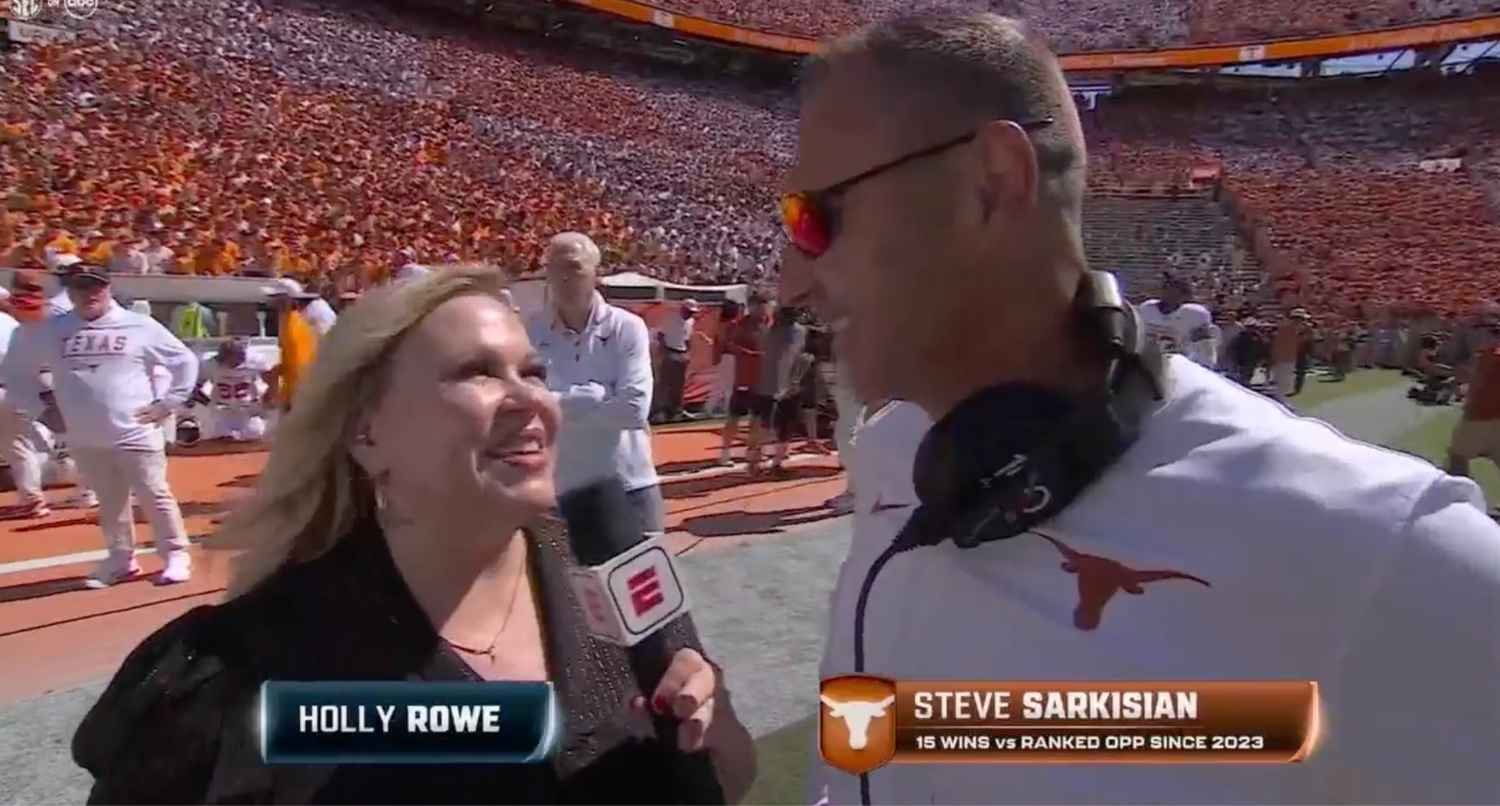 Steve Sarkisian, Arch Manning have pleasant interviews with Holly Rowe, and America heals