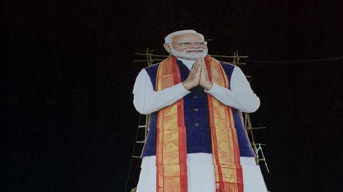 Modi’s 75-ft Tall Cutout Marks ‘seva Sankalp Abhiyan’ in Tirupati