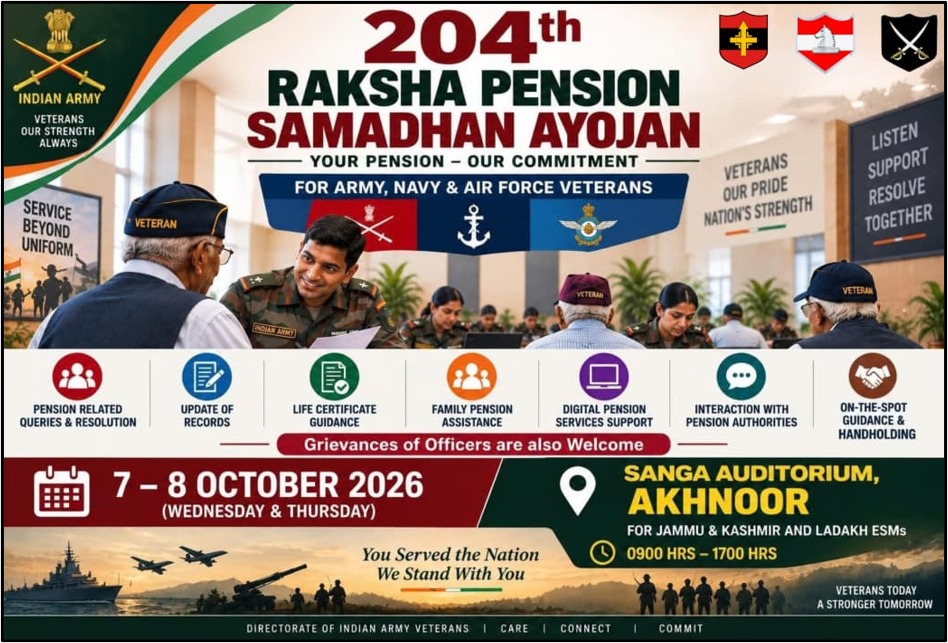 204th Raksha Pension Samadhan Ayojan to Be Held in Akhnoor
