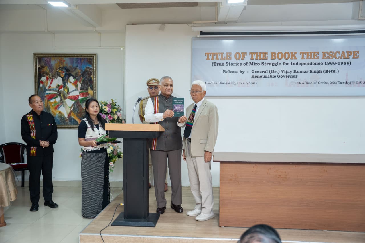 Mizoram Governor General VK Singh, as the Chief Guest, released an English book titled "The Escape"