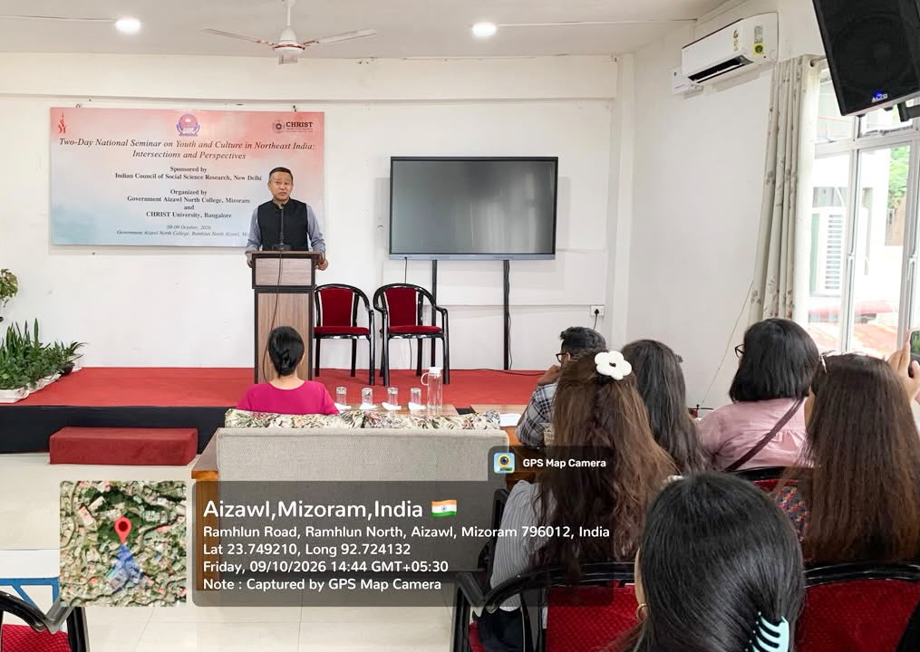 Lalnghinglova Hmar Minister delivers valedictory address at National Seminar on Youth and Culture in Northeast India